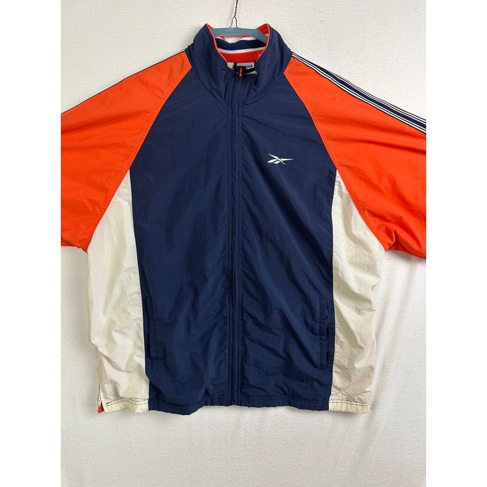 Reebok Jacket Men's Extra Large Windbreaker Orange And‎ Blue Soccer Vintage
